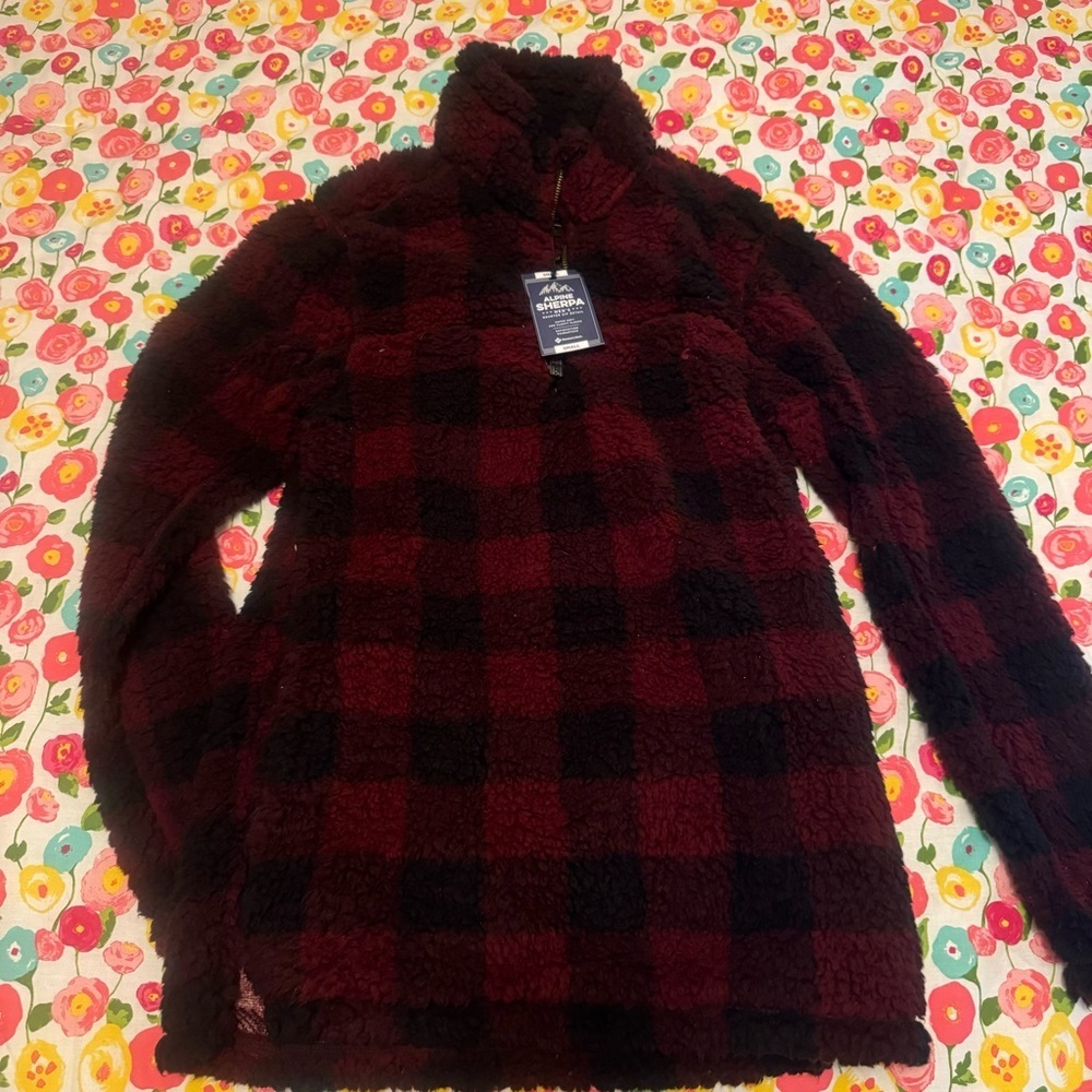 NWT Men's Black and Red Plaid Sherpa